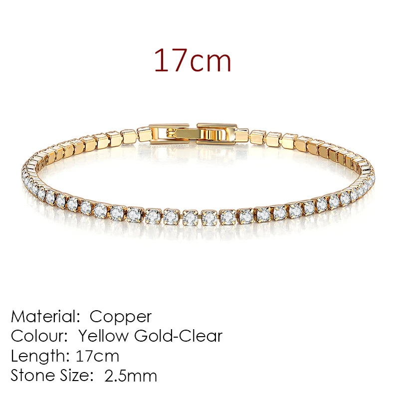 Bracelet Femme Zircon Cubique - Chaîne Box Plaqué Or Tendance
