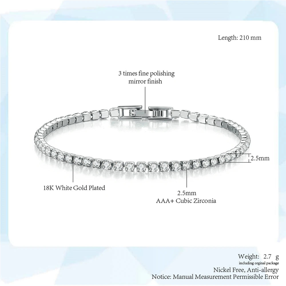 Bracelet Femme Zircon Cubique - Chaîne Box Plaqué Or Tendance