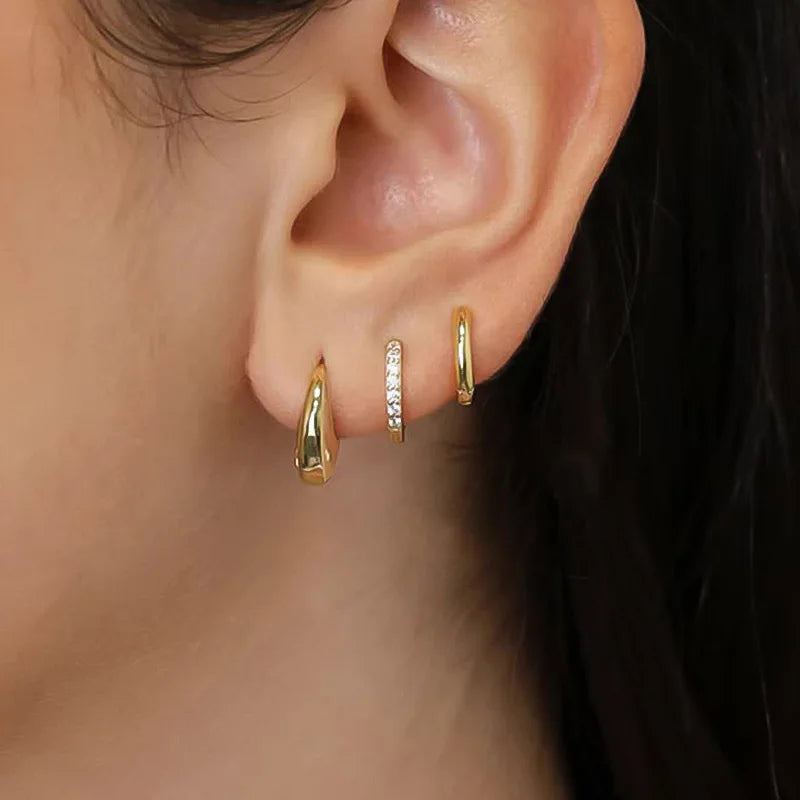 Boucles d'Oreilles Créoles Acier Inoxydable - Lot de 3 Femme