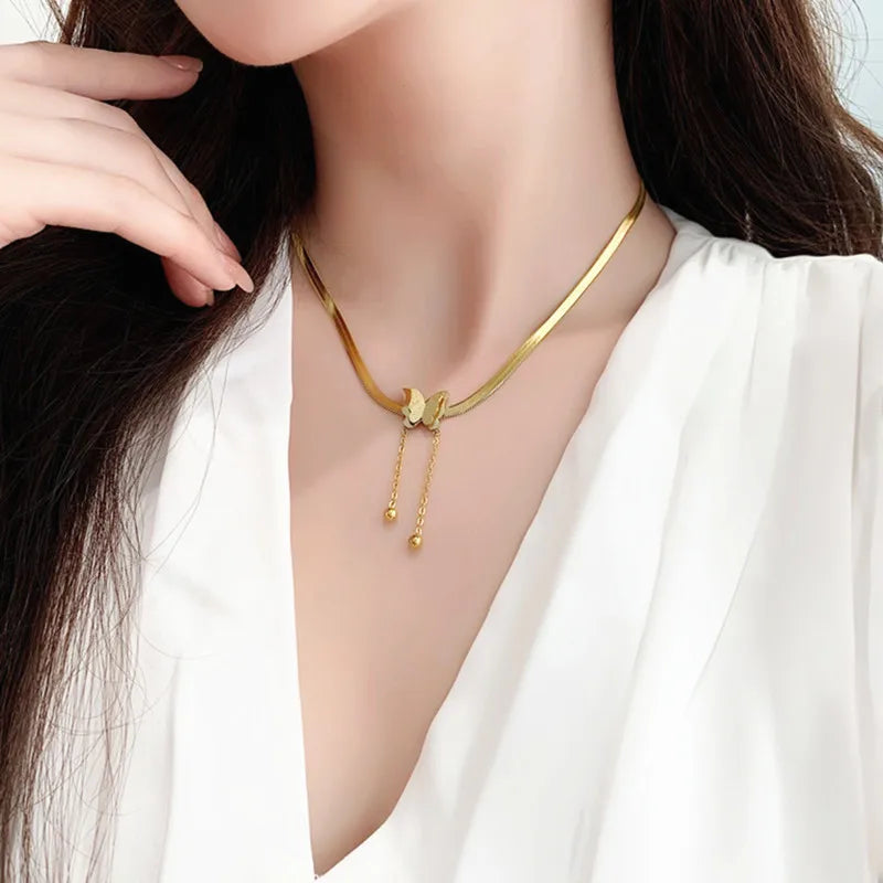 Collier Acier Inoxydable Femme - Pendentif Élégant Anti-Allergie