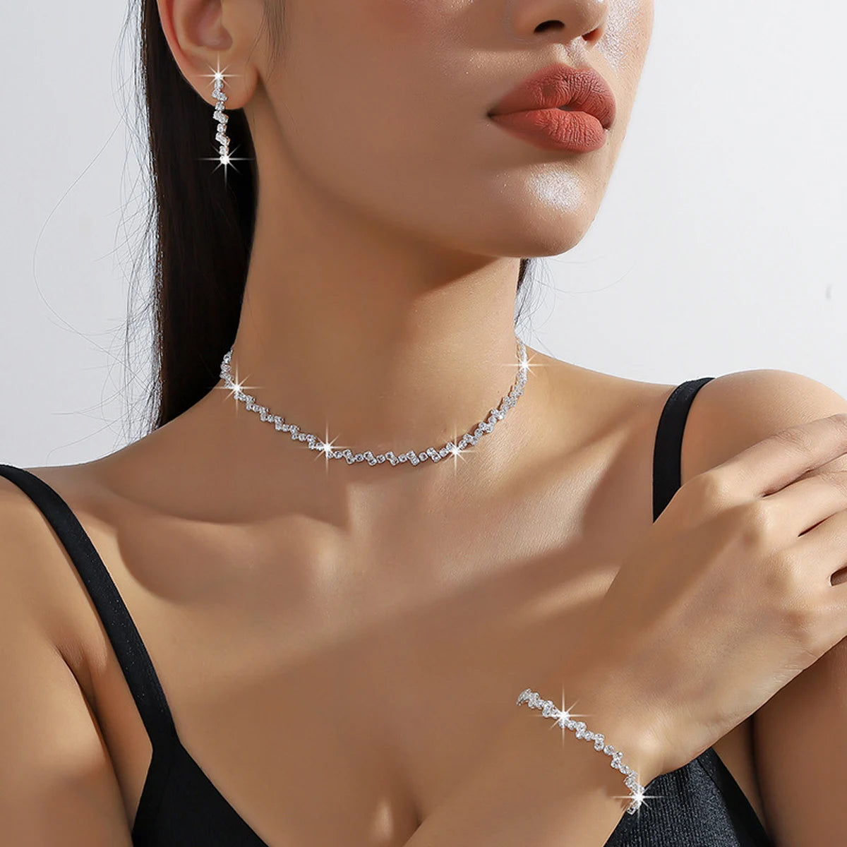 Parure Bijoux Femme Argent - Collier & Boucles d'Oreilles Assorties