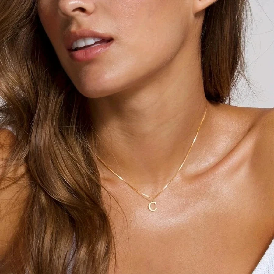 Collier Initiale A-Z Plaqué Or 18K - Bijou Personnalisé Femme