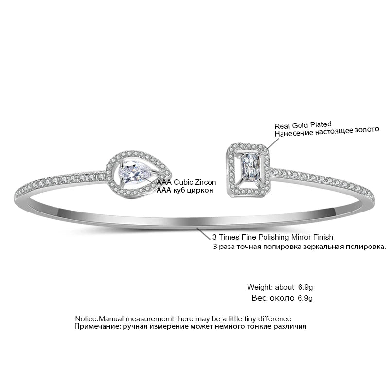 Bracelet Manchette Femme Zircon Cubique Plaqué Or - Style Tendance
