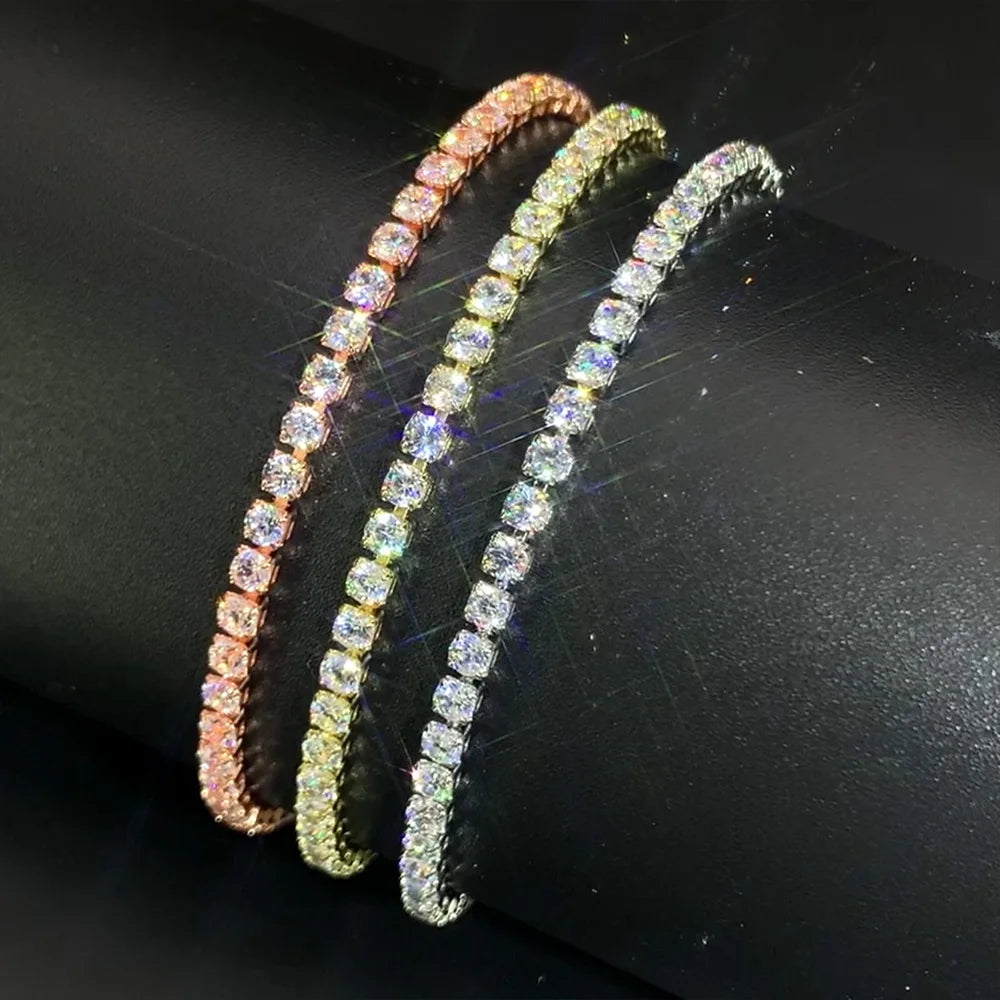 Bracelet Femme Zircon Cubique - Chaîne Box Plaqué Or Tendance