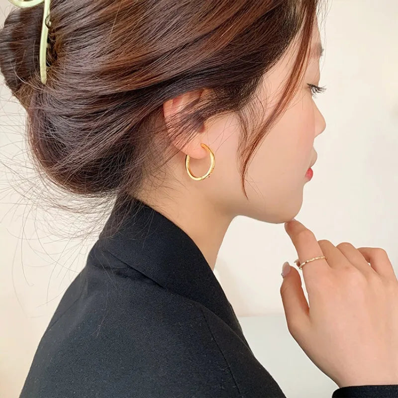 Boucles d'Oreilles Créoles Femme - Acier Inoxydable Doré