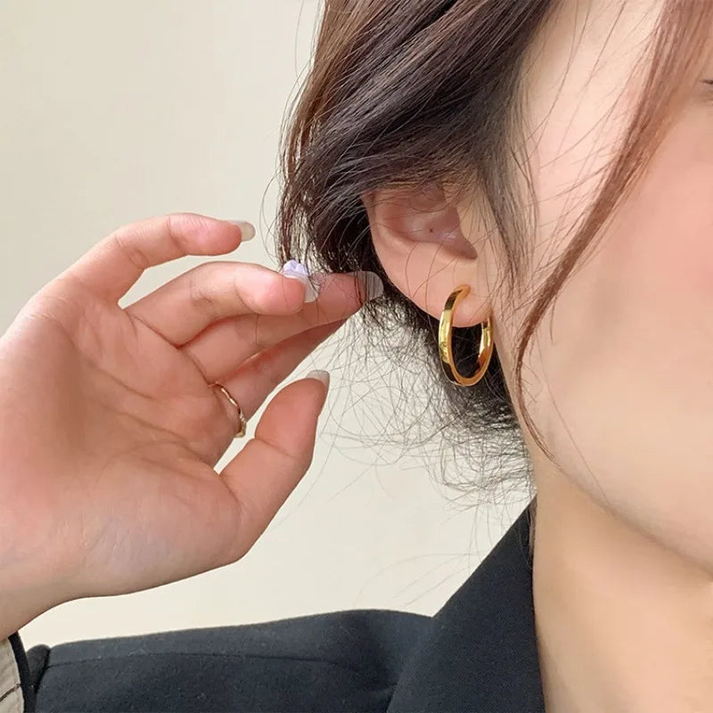 Boucles d'Oreilles Créoles Femme - Acier Inoxydable Doré