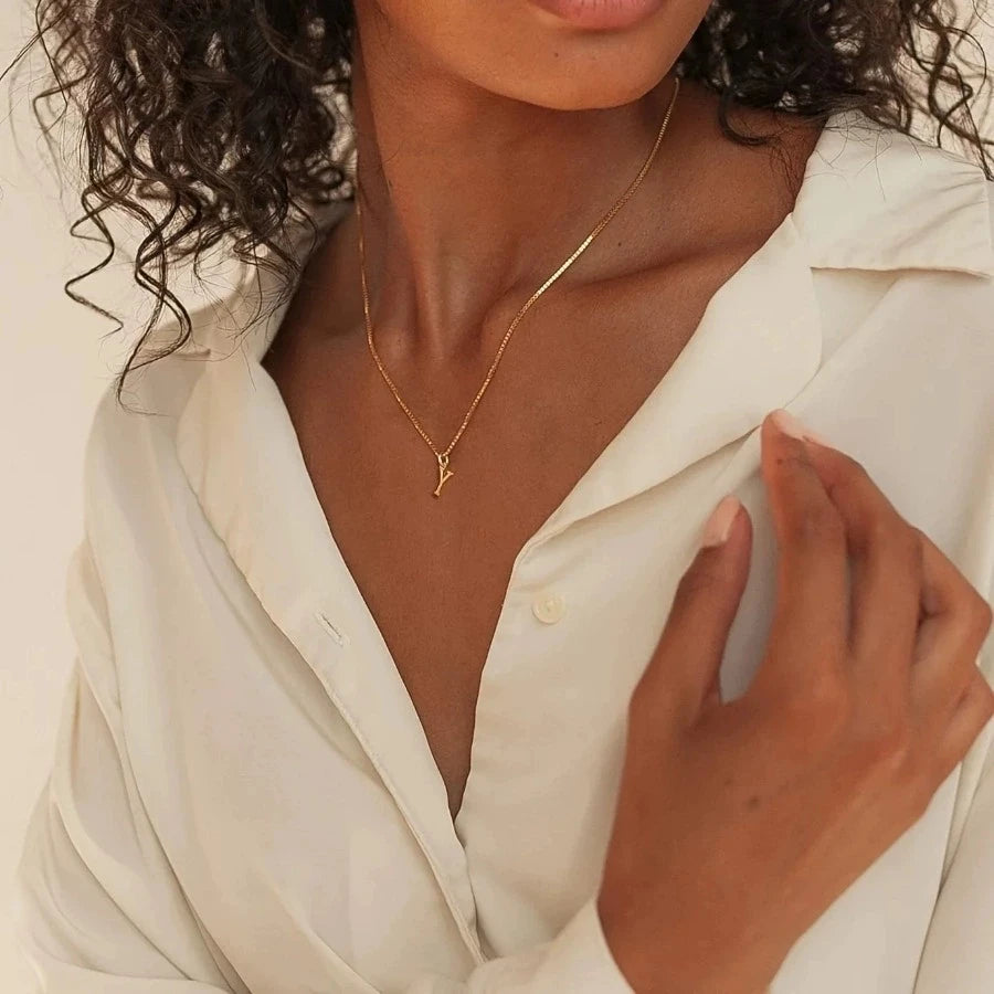 Collier Initiale A-Z Plaqué Or 18K - Bijou Personnalisé Femme
