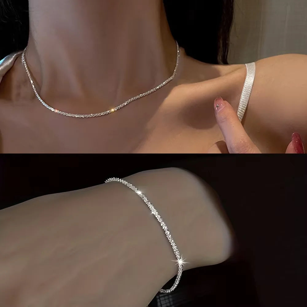 Parure Bijoux Femme Argent - Collier & Boucles d'Oreilles Assorties