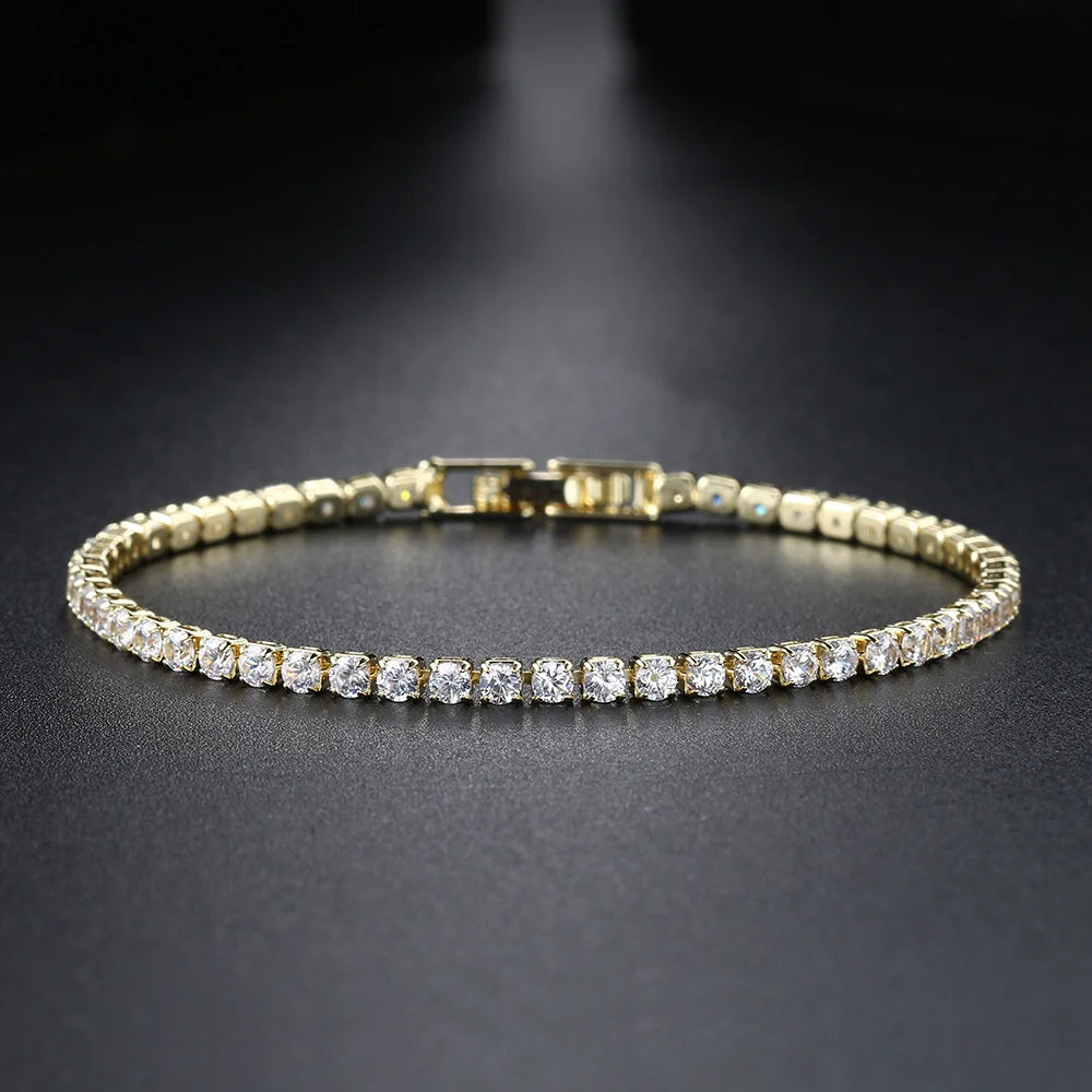 Bracelet Femme Zircon Cubique - Chaîne Box Plaqué Or Tendance