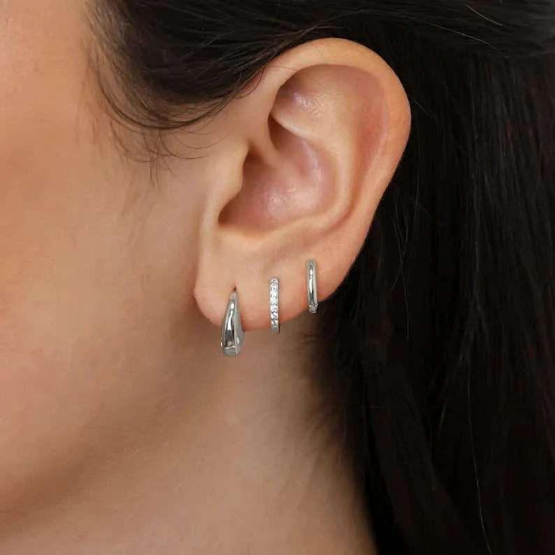 Boucles d'Oreilles Créoles Acier Inoxydable - Lot de 3 Femme