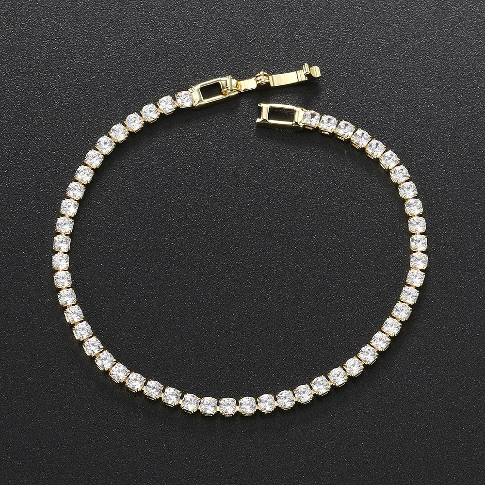Bracelet Femme Zircon Cubique - Chaîne Box Plaqué Or Tendance