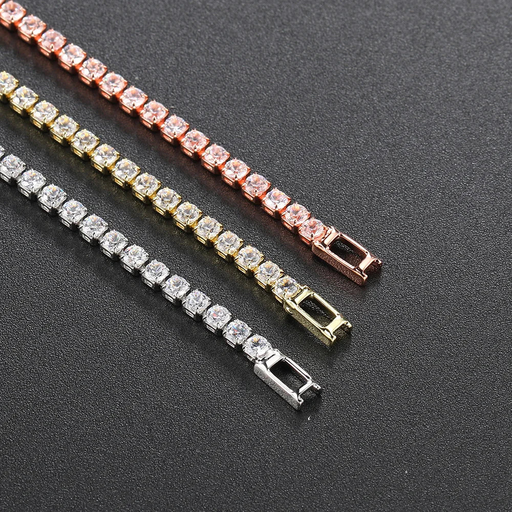 Bracelet Femme Zircon Cubique - Chaîne Box Plaqué Or Tendance