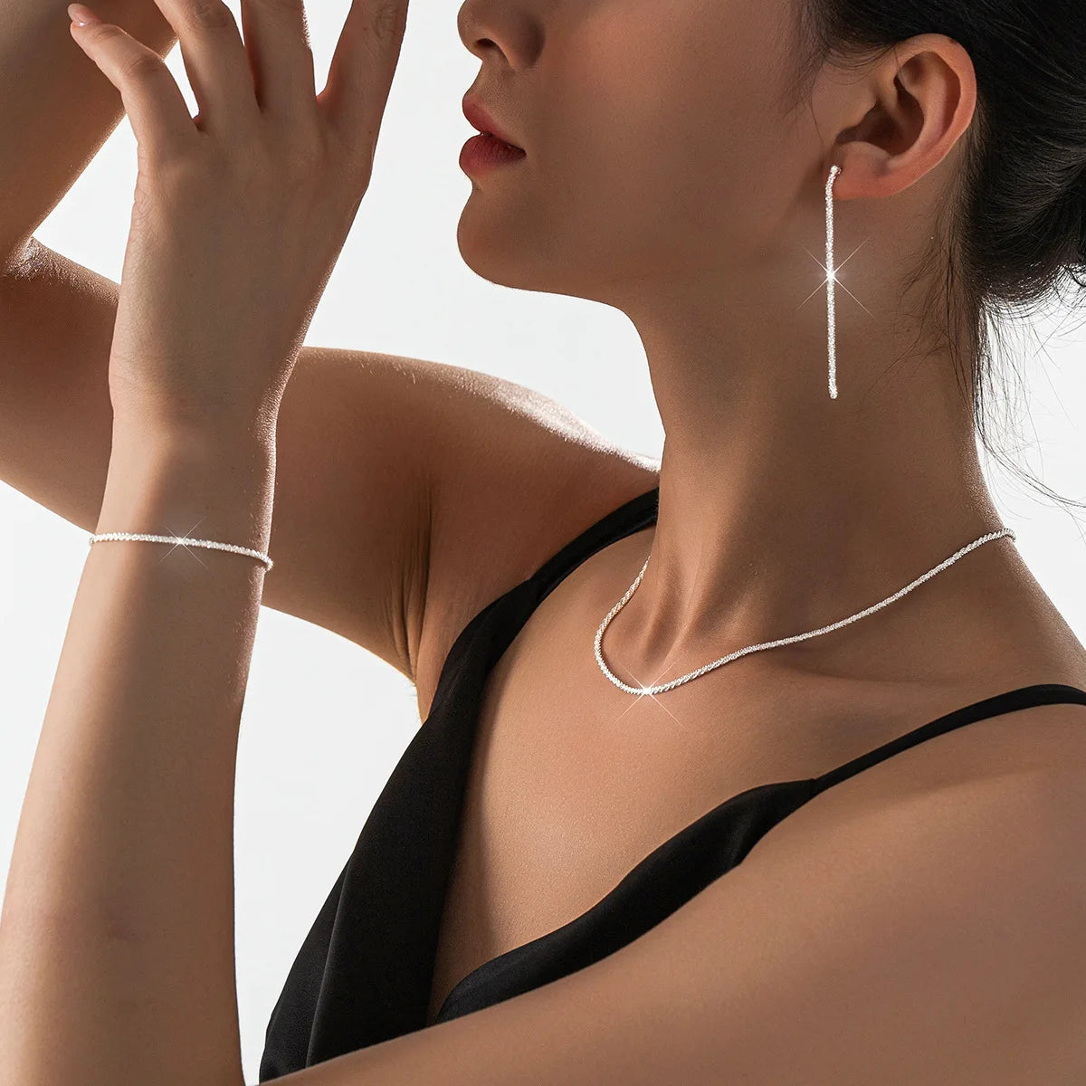 Parure Bijoux Femme Argent - Collier & Boucles d'Oreilles Assorties