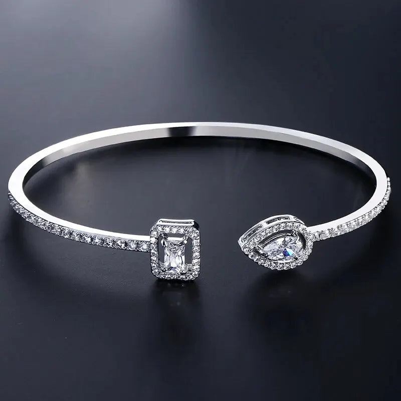 Bracelet Manchette Femme Zircon Cubique Plaqué Or - Style Tendance